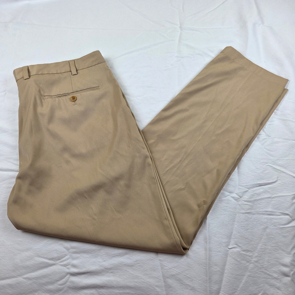 Brooks Brothers Advantage Chinos Khaki Tan Stretch Flat Front Pants 40x32